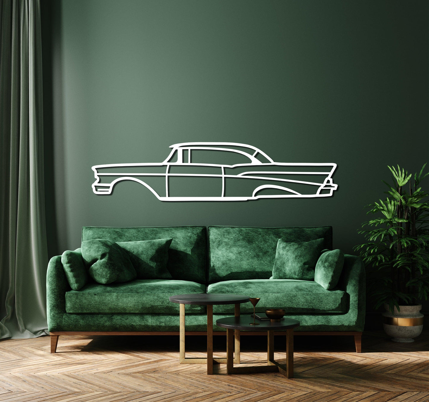 1957 Chevy Bellair Metal Car Wall Art - Artifay Decor