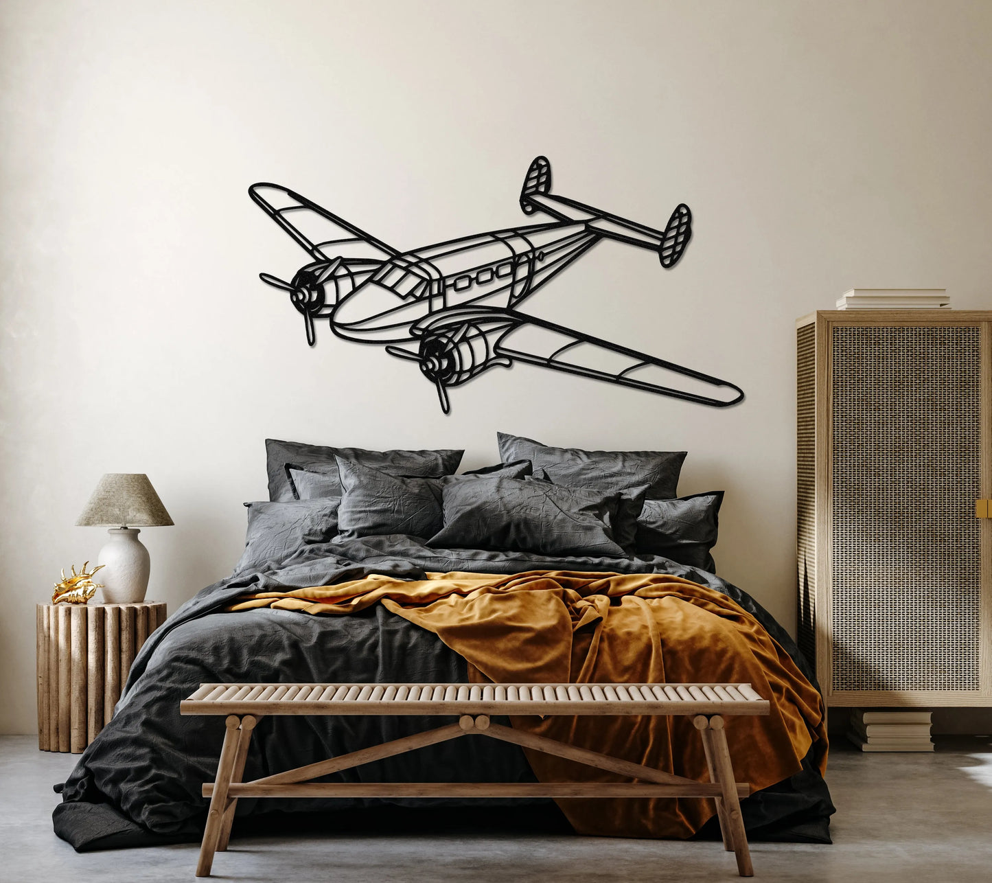 Beechcraft Model 18 Metal Aircraft Wall Art