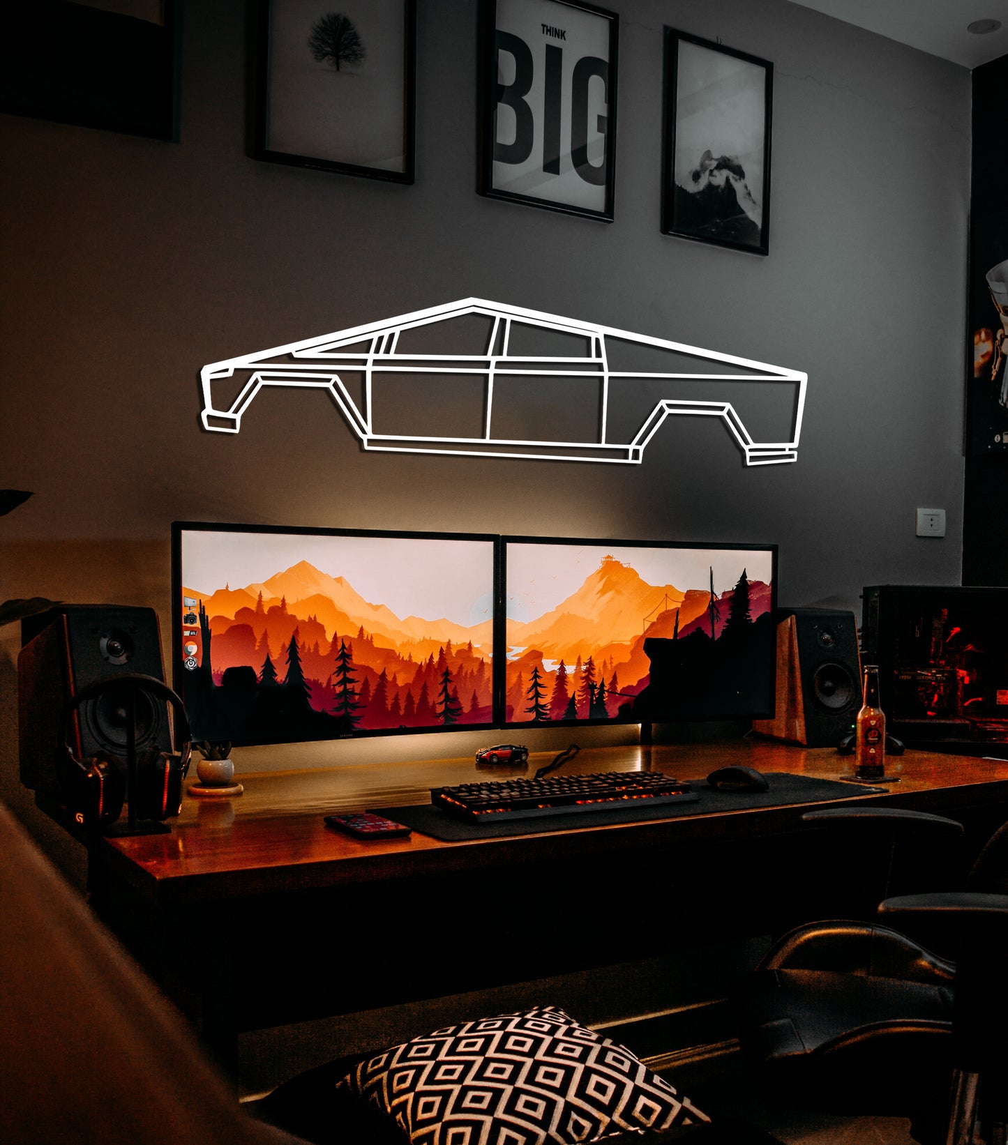 Tesla Cybertruck Metal Car Wall Art