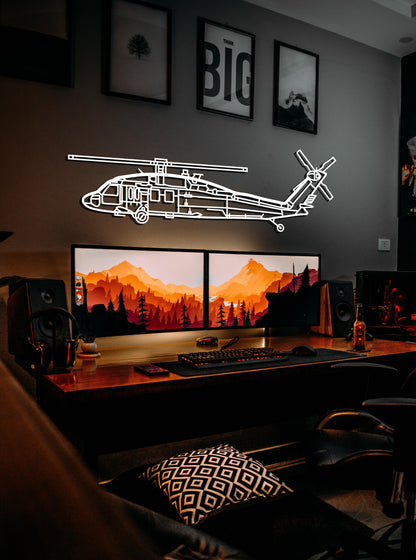 AH 60 Black Hawk Helicopter Metal Wall Art - Artifay Decor