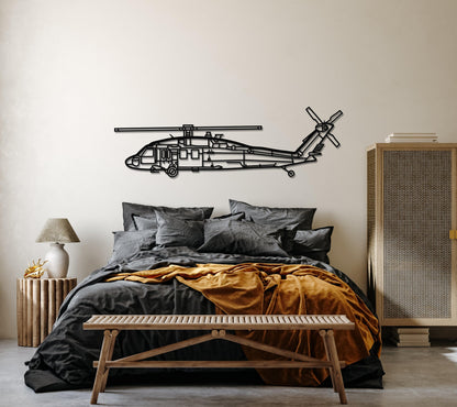 AH 60 Black Hawk Helicopter Metal Wall Art - Artifay Decor