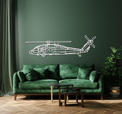 AH 60 Black Hawk Helicopter Metal Wall Art - Artifay Decor