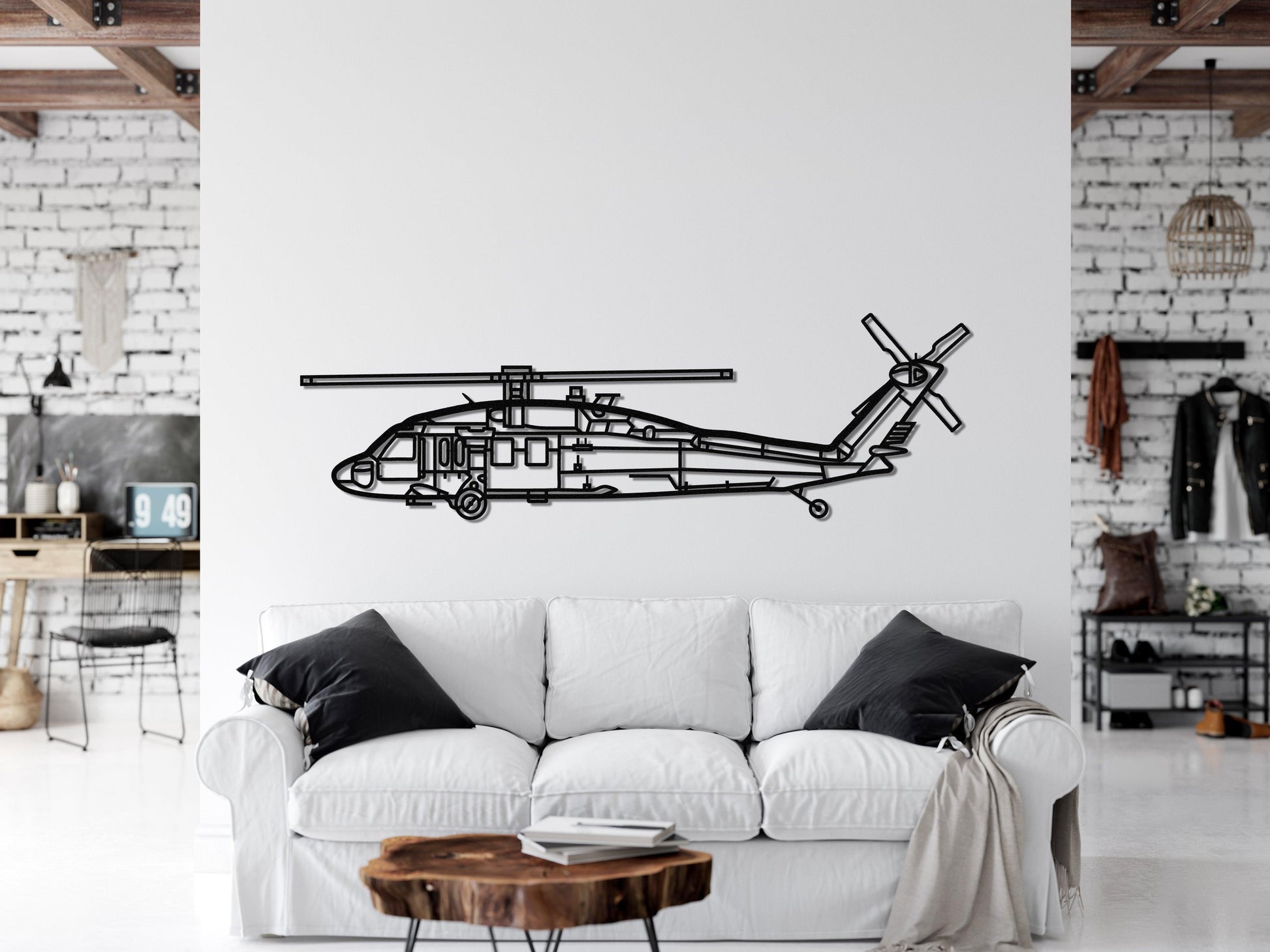 AH 60 Black Hawk Helicopter Metal Wall Art - Artifay Decor