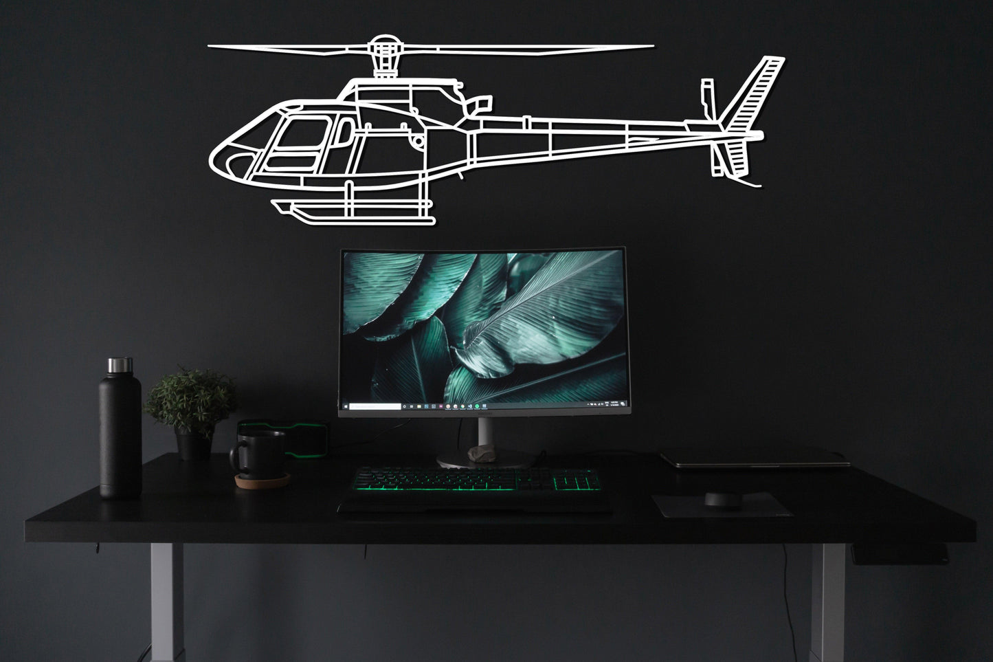 Astar BA Helicopter Silhouette Metal Wall Art - Artifay Decor