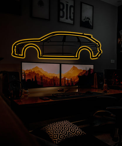 Audi Rs6 2022 Metal Wall Car Wall Art With Neon Light - Artifay Decor