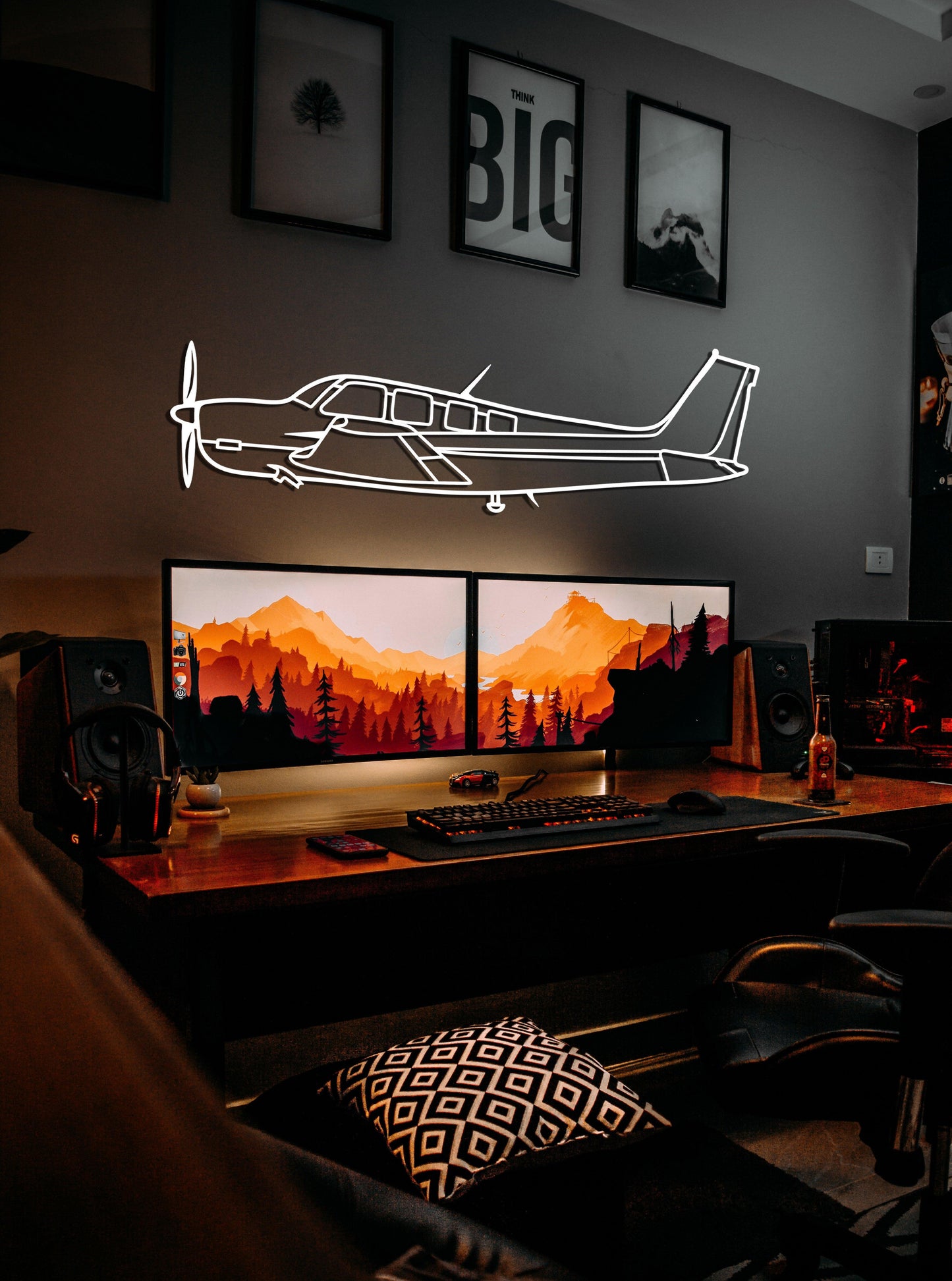 Beechcraft Bonanza Aircraft Metal Silhouette Wall Art - Artifay Decor