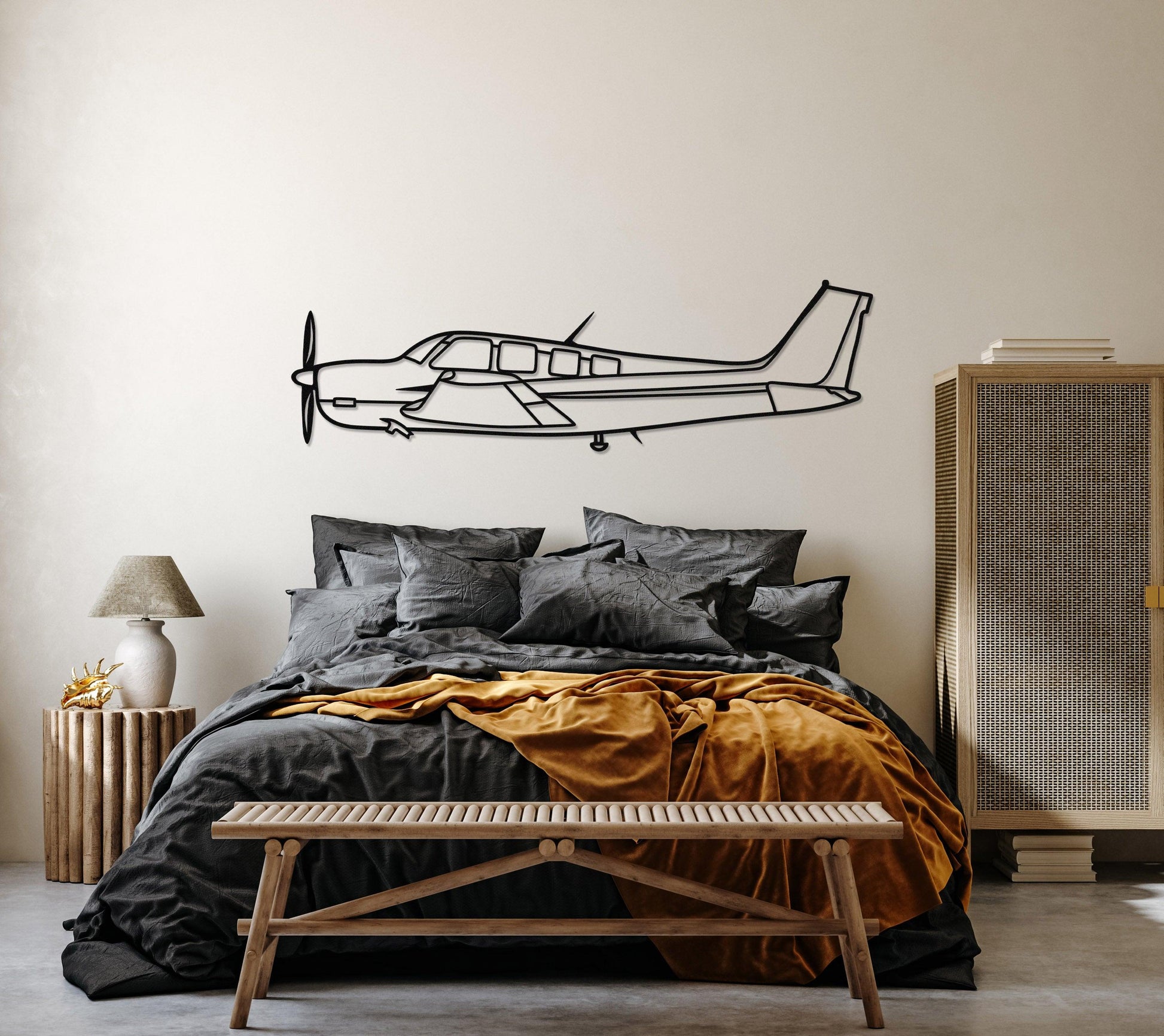 Beechcraft Bonanza Aircraft Metal Silhouette Wall Art - Artifay Decor