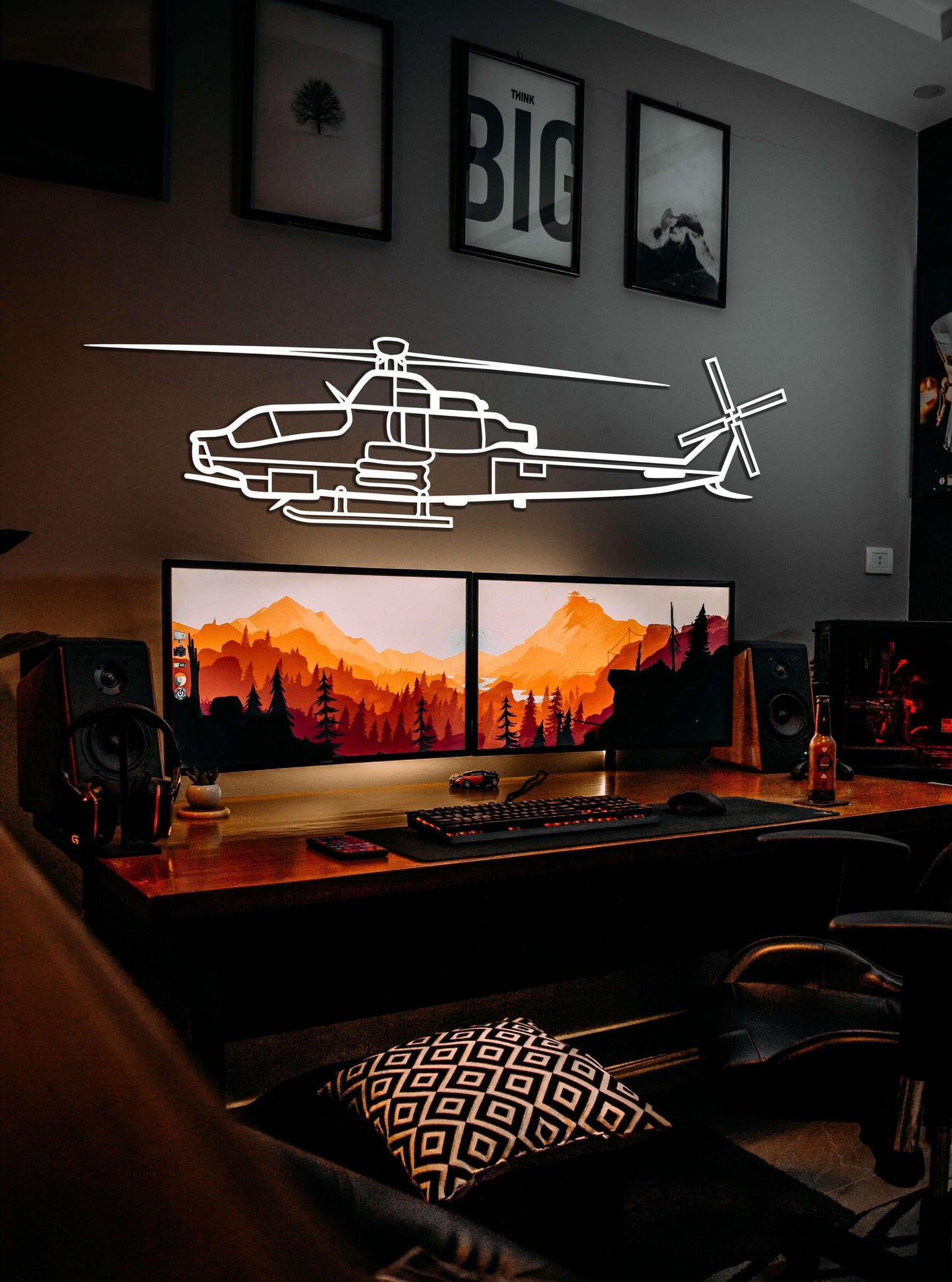 Bell AH- 1Z Viper Metal Helicopter Wall Art - Artifay Decor