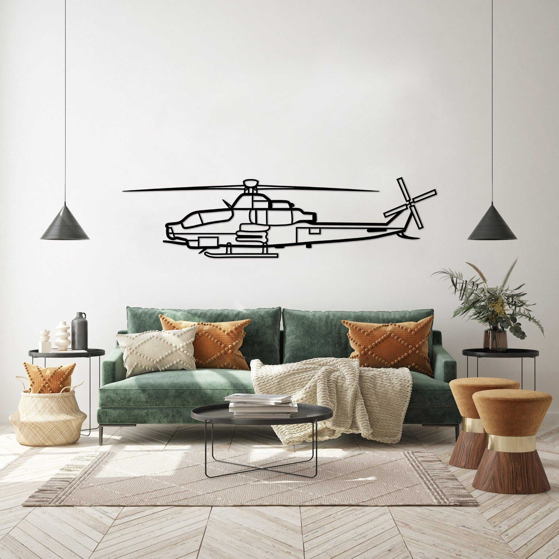 Bell AH- 1Z Viper Metal Helicopter Wall Art - Artifay Decor