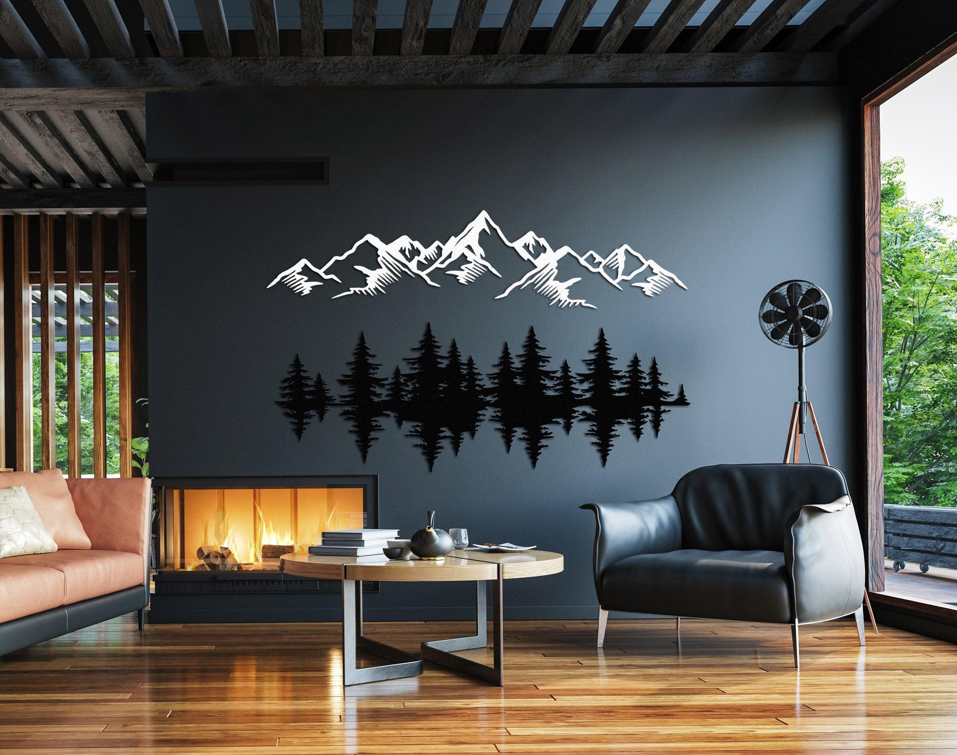 Black And White Mountain Metal Wall Art - Artifay Decor