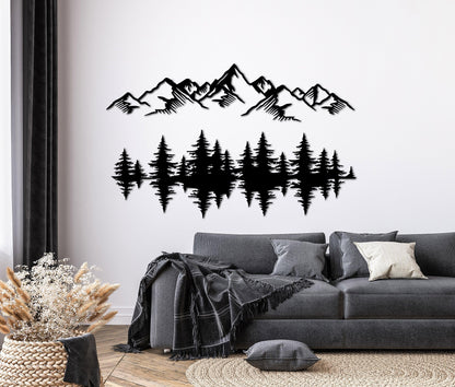 Black And White Mountain Metal Wall Art - Artifay Decor