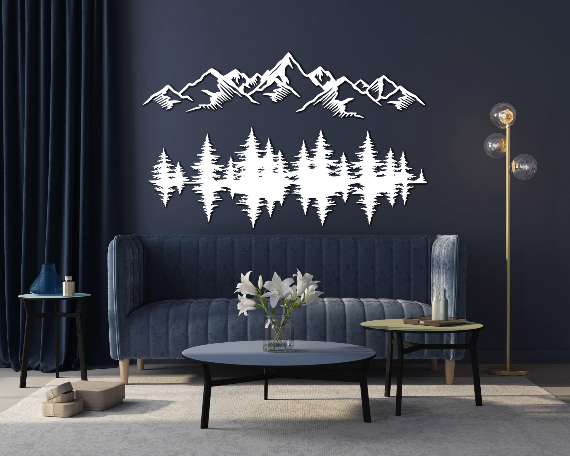 Black And White Mountain Metal Wall Art - Artifay Decor