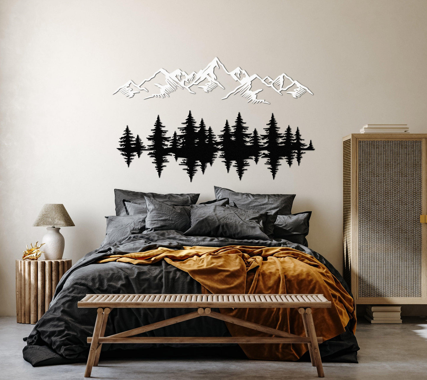 Black And White Mountain Metal Wall Art - Artifay Decor