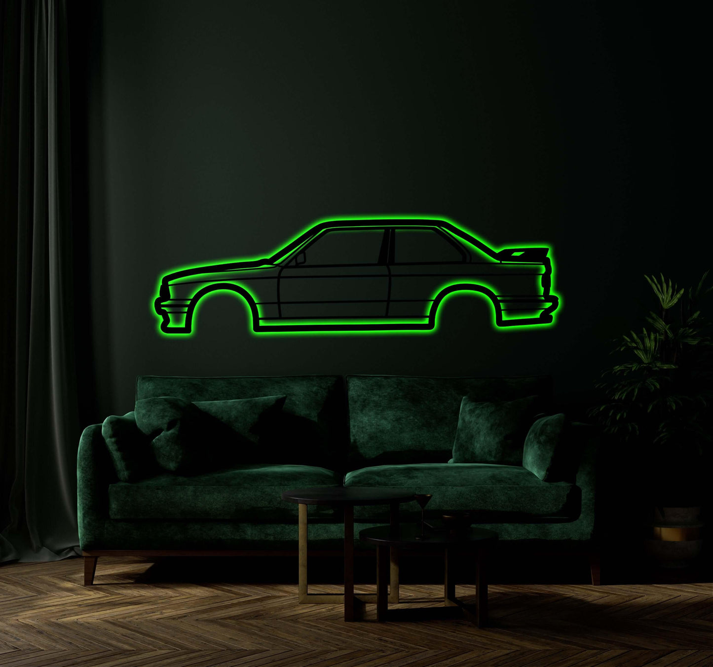 BMW E30 M3 Metal Car Wall Art With Neon Light - Artifay Decor