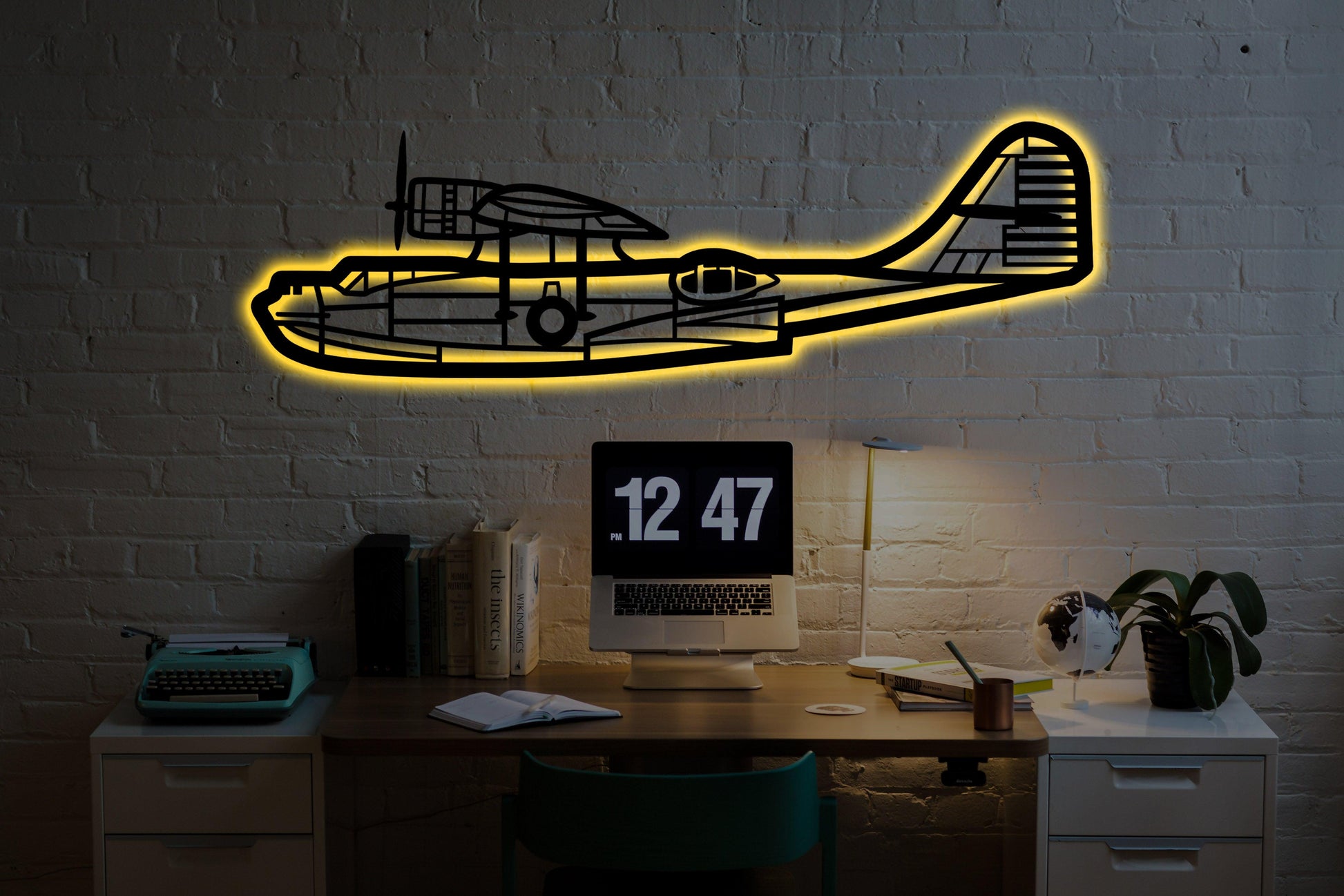 Consolidated PBY Cataline Aircraft Metal Wall Art With Neon Light - Artifay Decor