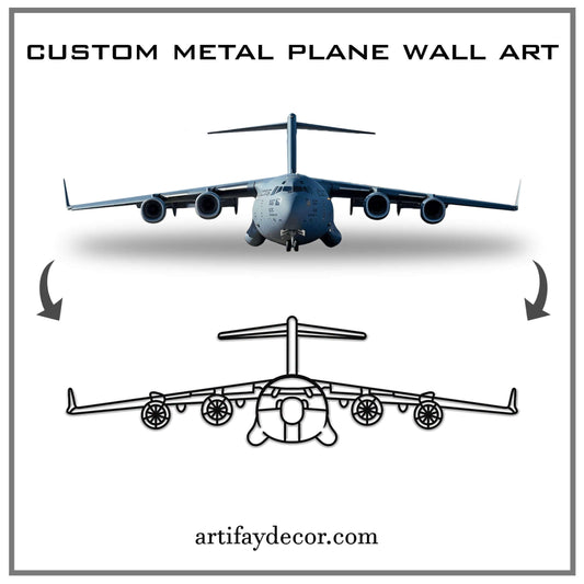 Custom Aircraft Front View Metal Silhouette Wall Art - Artifay Decor
