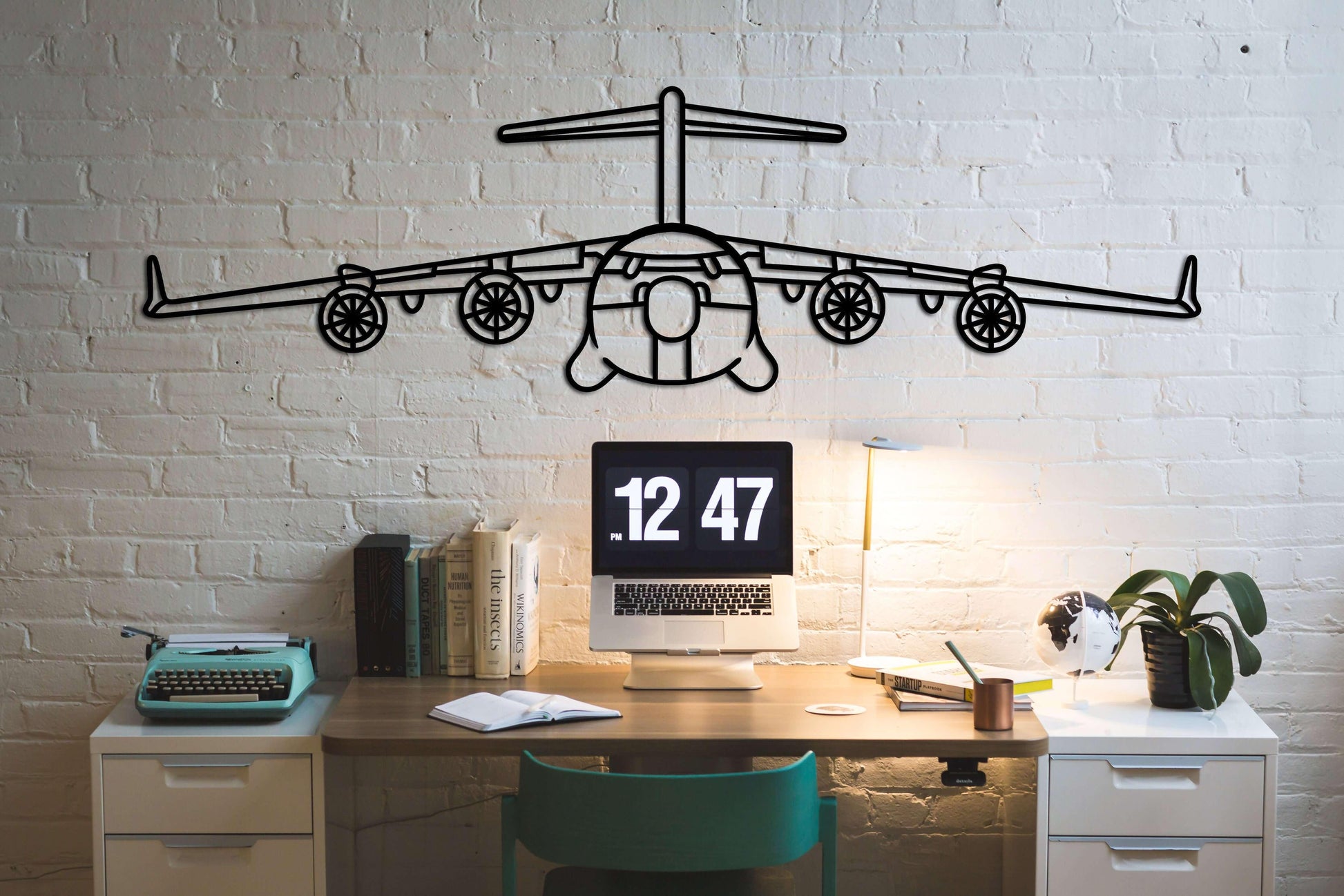 Custom Aircraft Front View Metal Silhouette Wall Art - Artifay Decor