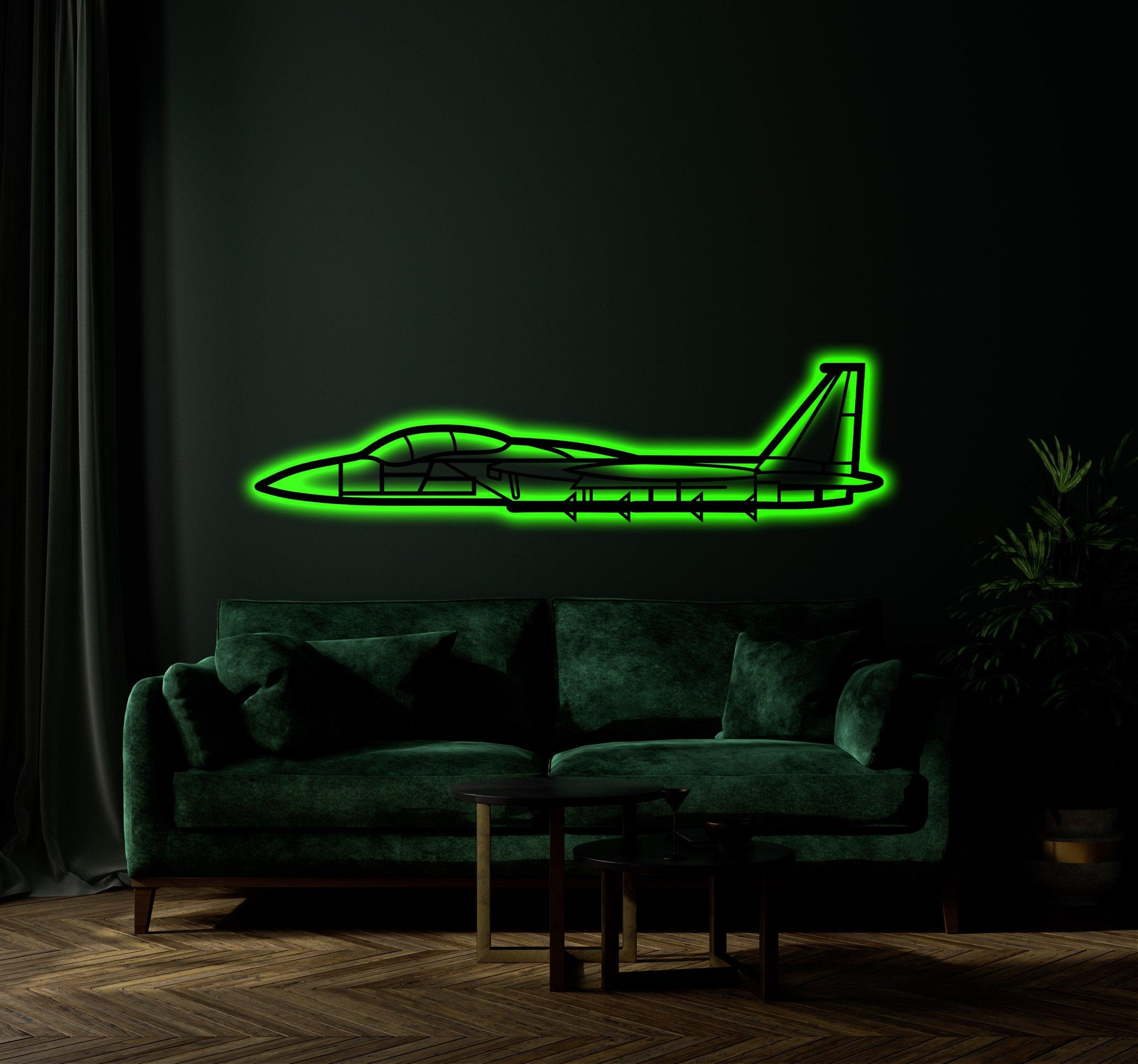 Custom Aircraft Metal Wall Art With Neon Light - Artifay Decor