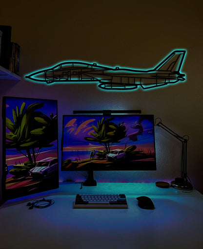 Custom Aircraft Metal Wall Art With Neon Light - Artifay Decor