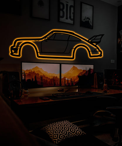 Custom Metal Car Wall Art With Neon Light - Artifay Decor