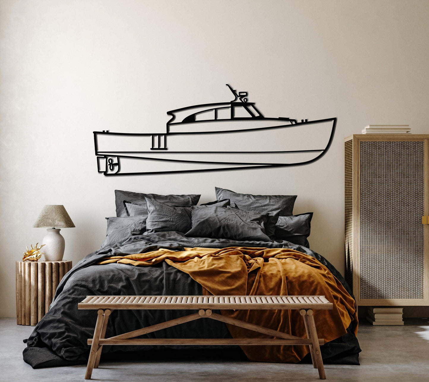 Delta Lobster Metal Yacht Silhouette Wall Art - Artifay Decor