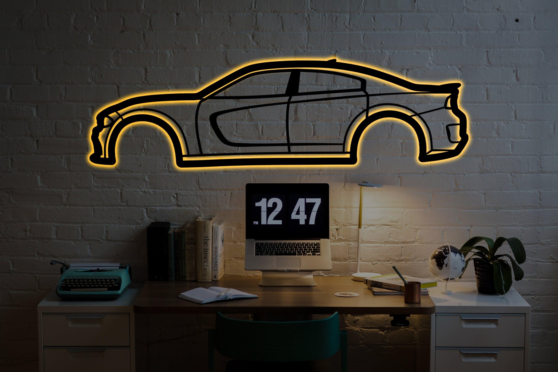 Dodge Charger Scat Pack 2022 Metal Wall Car Wall Art With Neon Light - Artifay Decor