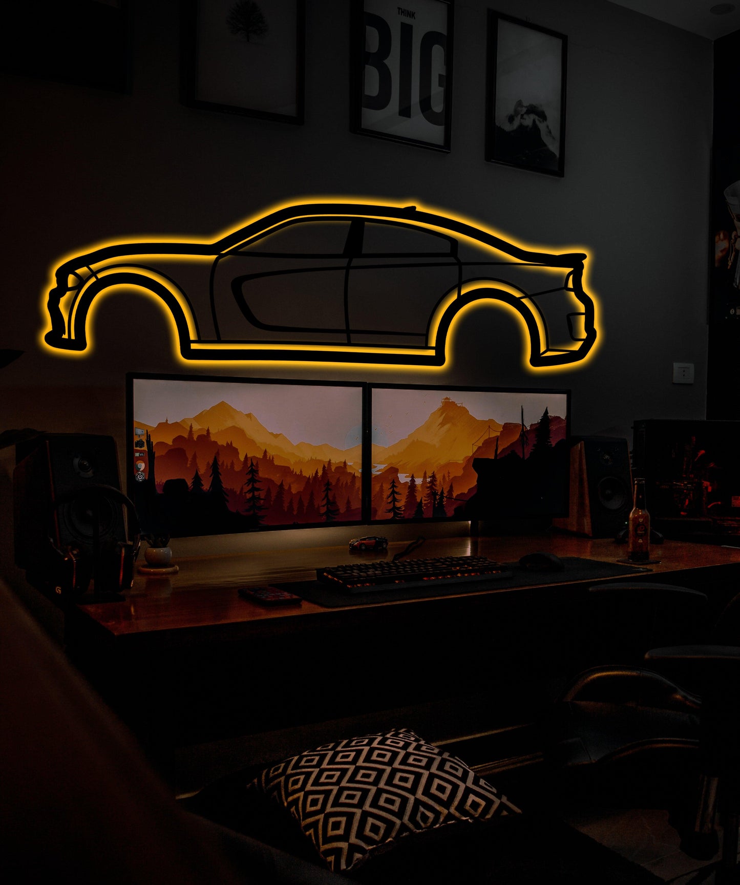 Dodge Charger Scat Pack 2022 Metal Wall Car Wall Art With Neon Light - Artifay Decor