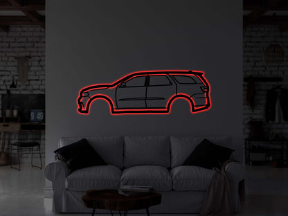 Dodge Durango SRT 2022 Metal Wall Car Wall Art With Neon Light - Artifay Decor