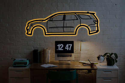 Dodge Durango SRT 2022 Metal Wall Car Wall Art With Neon Light - Artifay Decor