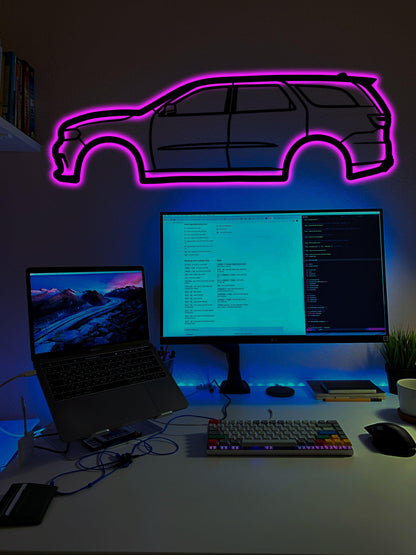 Dodge Durango SRT 2022 Metal Wall Car Wall Art With Neon Light - Artifay Decor