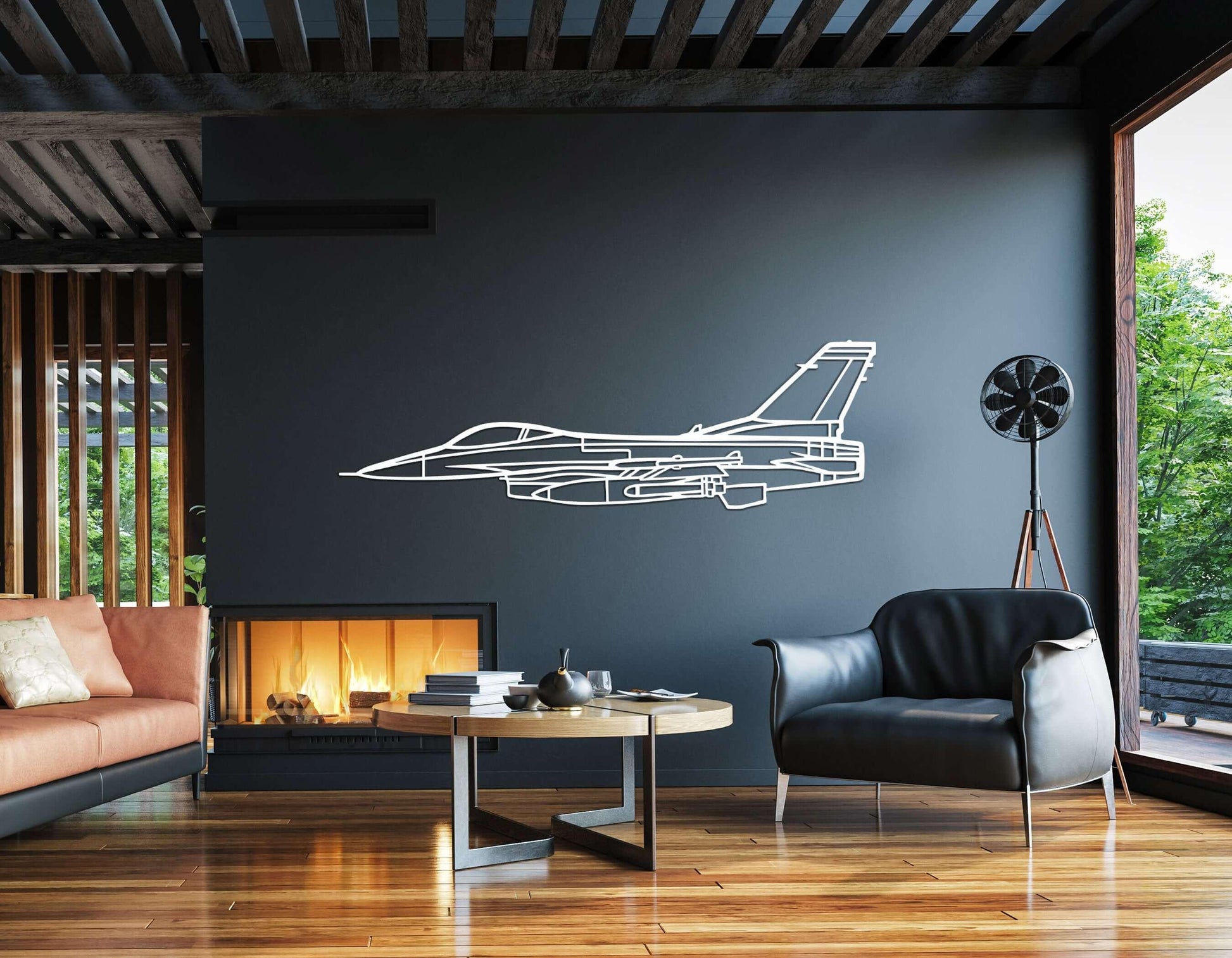 F-16 Fighting Falcon Metal Silhouette Wall Art - Artifay Decor