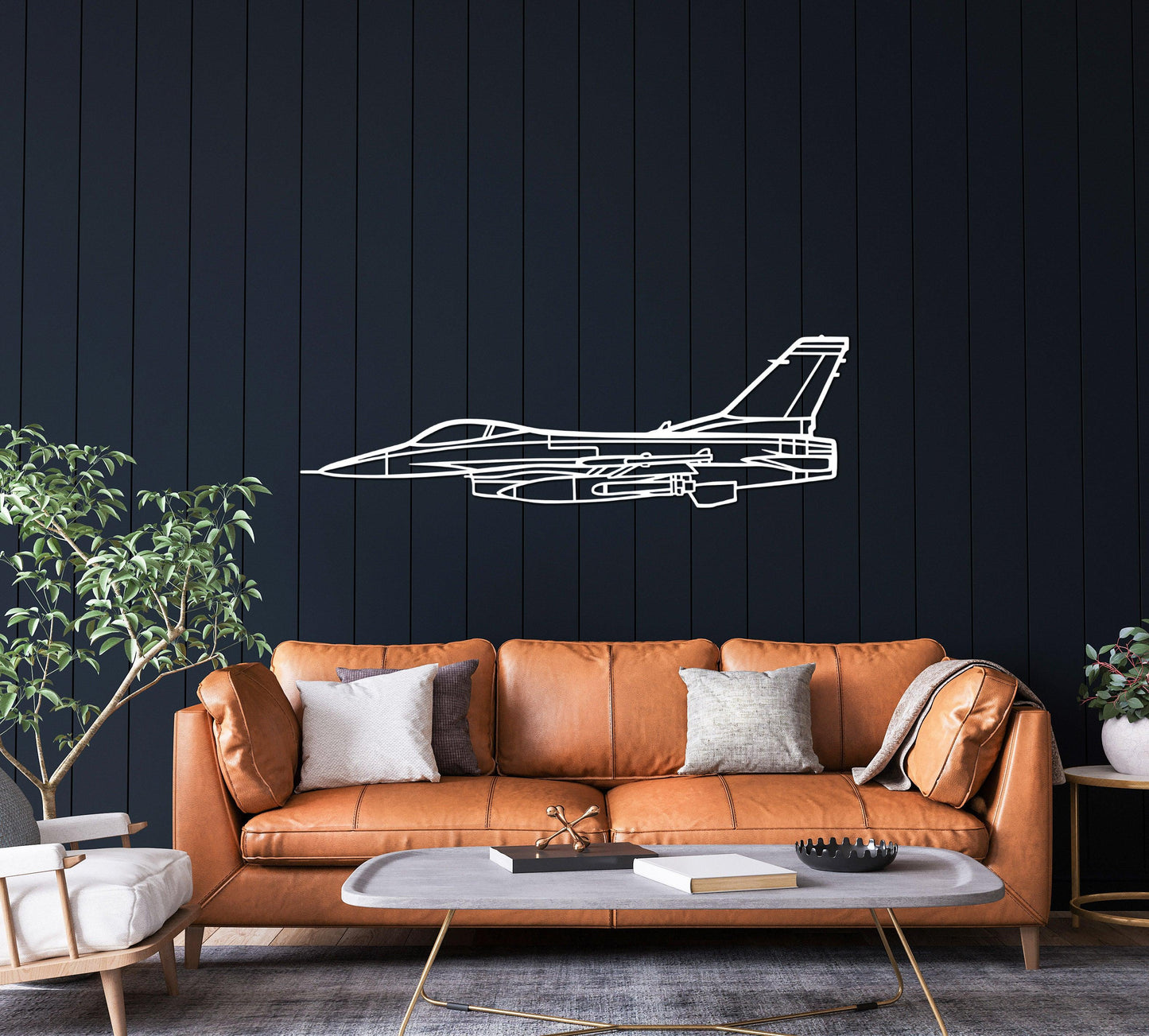 F-16 Fighting Falcon Metal Silhouette Wall Art - Artifay Decor