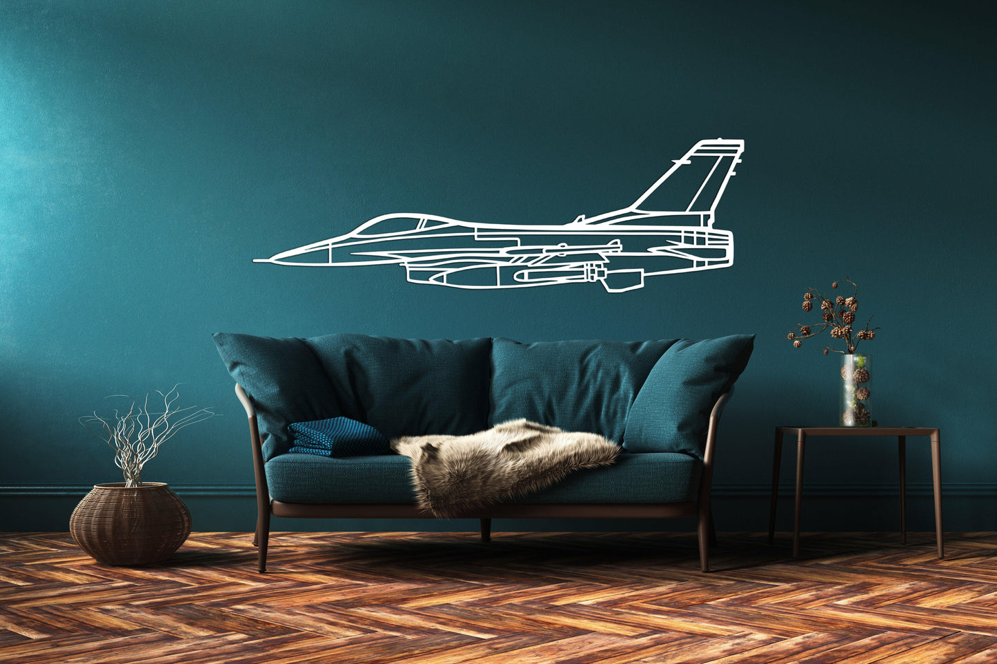 F-16 Fighting Falcon Metal Silhouette Wall Art - Artifay Decor