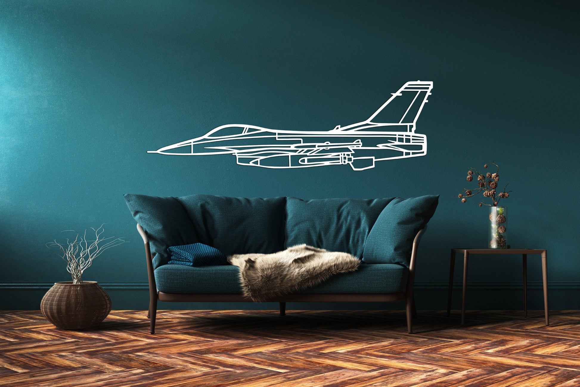 F-16 Fighting Falcon Metal Silhouette Wall Art - Artifay Decor