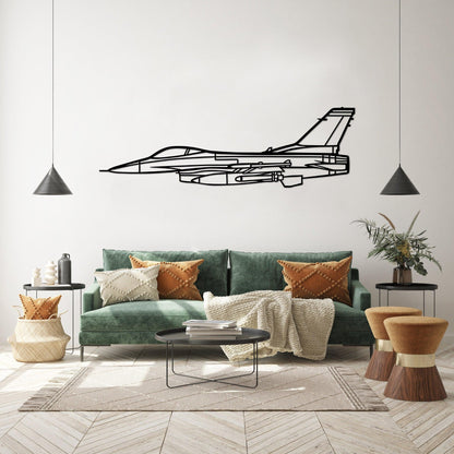 F-16 Fighting Falcon Metal Silhouette Wall Art - Artifay Decor