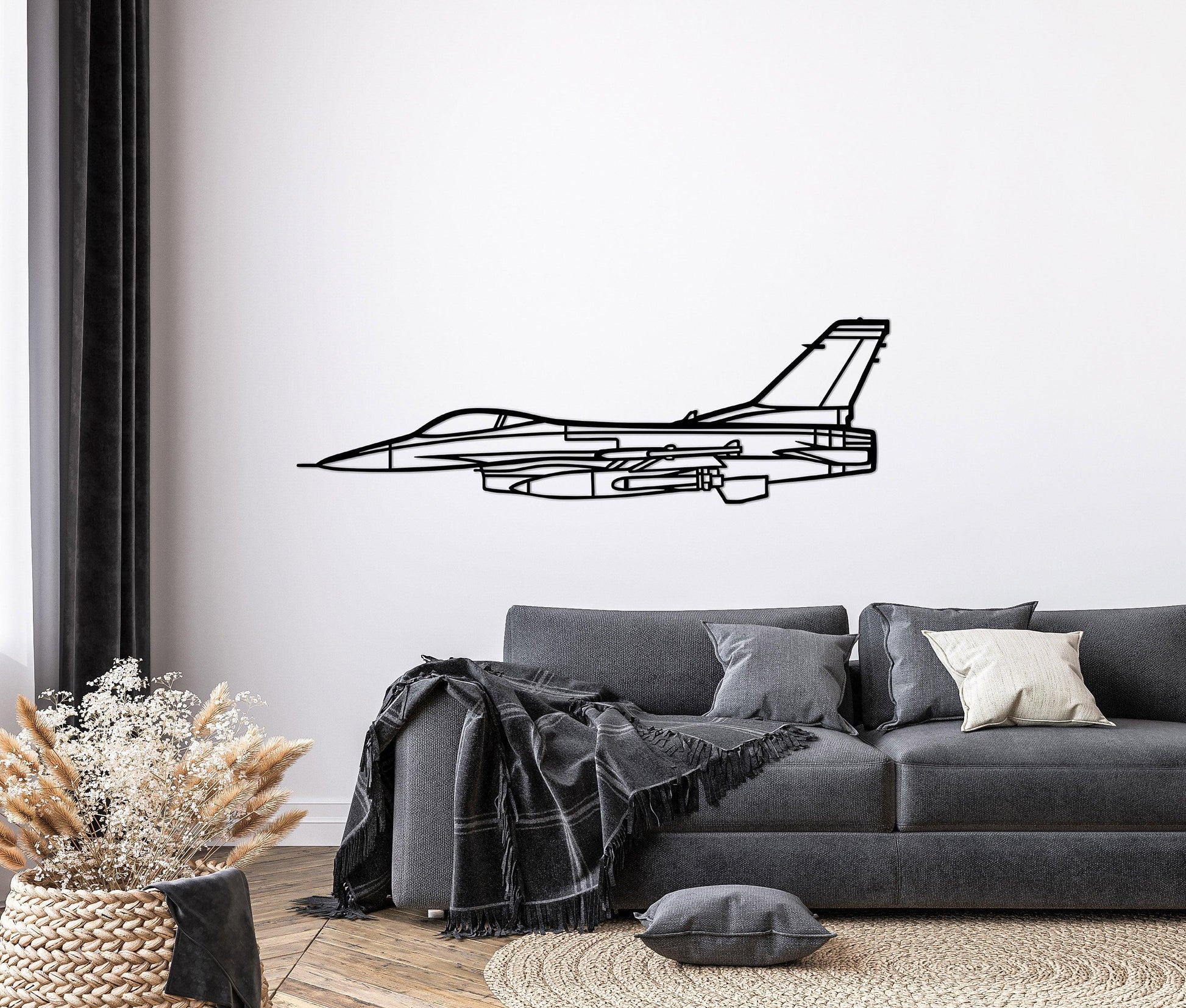 F-16 Fighting Falcon Metal Silhouette Wall Art - Artifay Decor