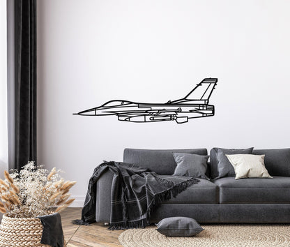 F-16 Fighting Falcon Metal Silhouette Wall Art - Artifay Decor