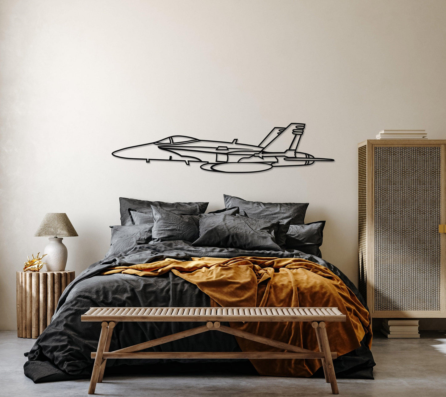 F-18 Hornet Metal Aircraft Silhouette Wall Art - Artifay Decor