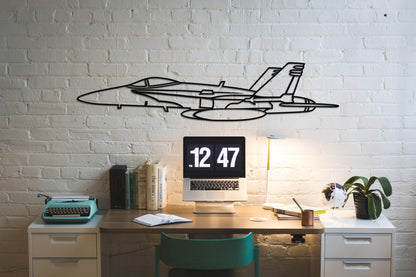 F-18 Hornet Metal Aircraft Silhouette Wall Art - Artifay Decor