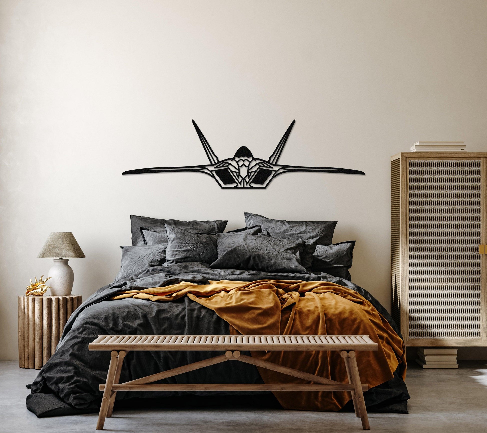 F-22 Raptor Metal Aircraft Silhouette Wall Art - Artifay Decor