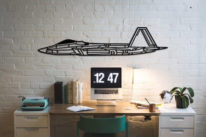 F 22 Raptor Silhouette Metal Aircraft Wall Art - Artifay Decor