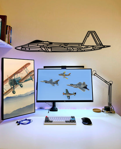 F 22 Raptor Silhouette Metal Aircraft Wall Art - Artifay Decor