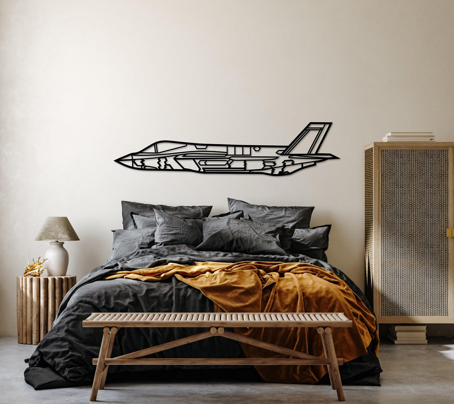 F-35 Metal Aircraft Silhouette Wall Art - Artifay Decor