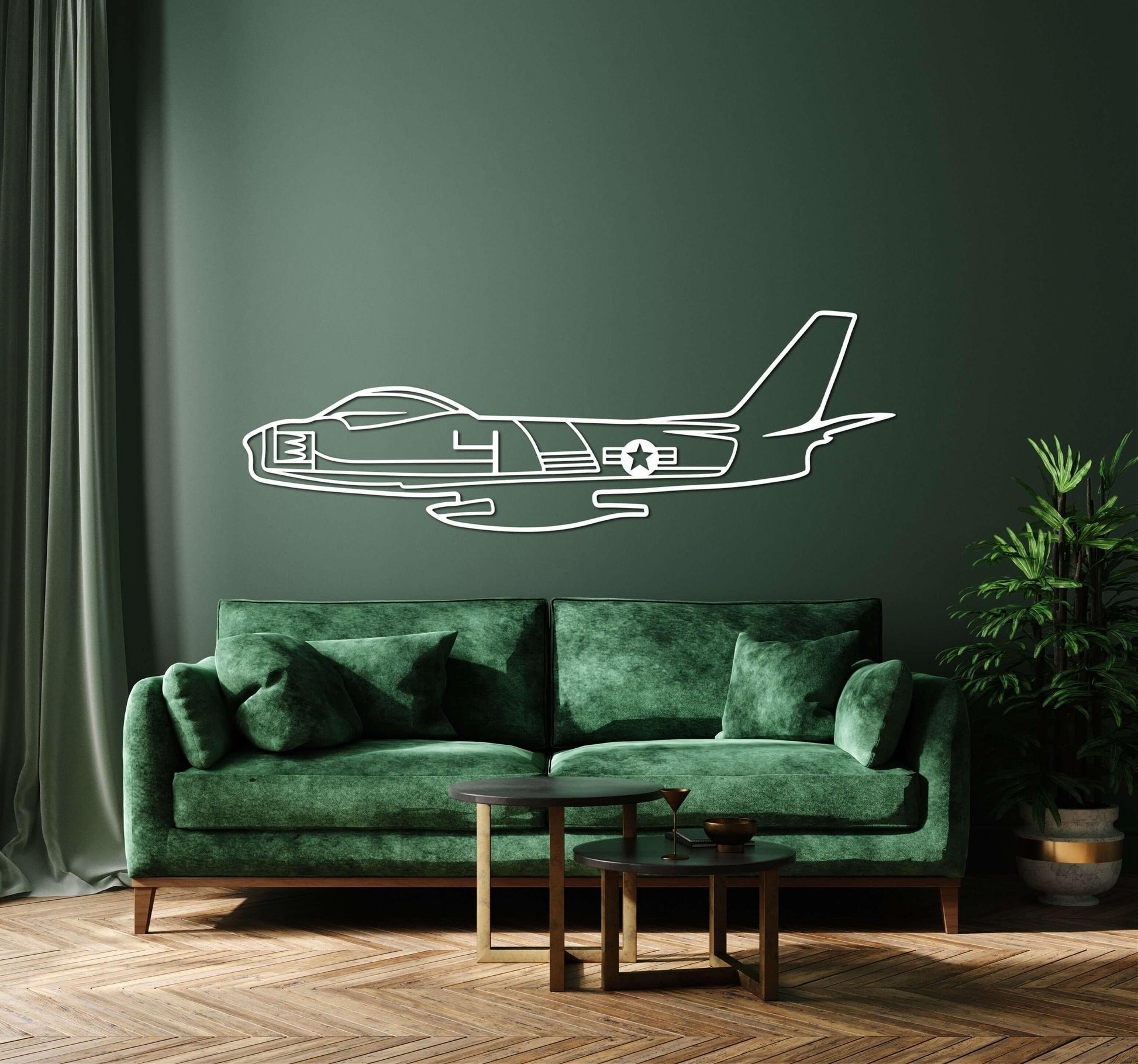 F-86 Sabre Metal Aircraft Silhouette Wall Art - Artifay Decor