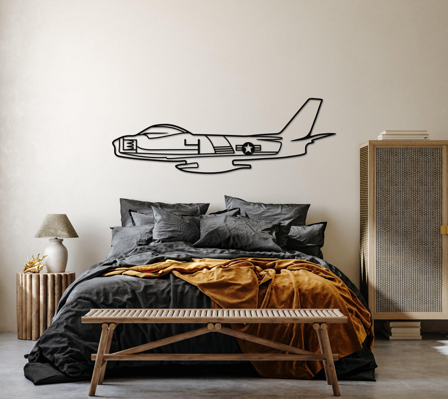 F-86 Sabre Metal Aircraft Silhouette Wall Art - Artifay Decor