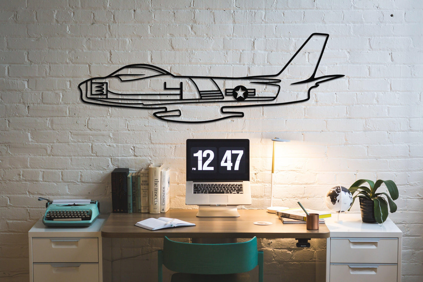 F-86 Sabre Metal Aircraft Silhouette Wall Art - Artifay Decor