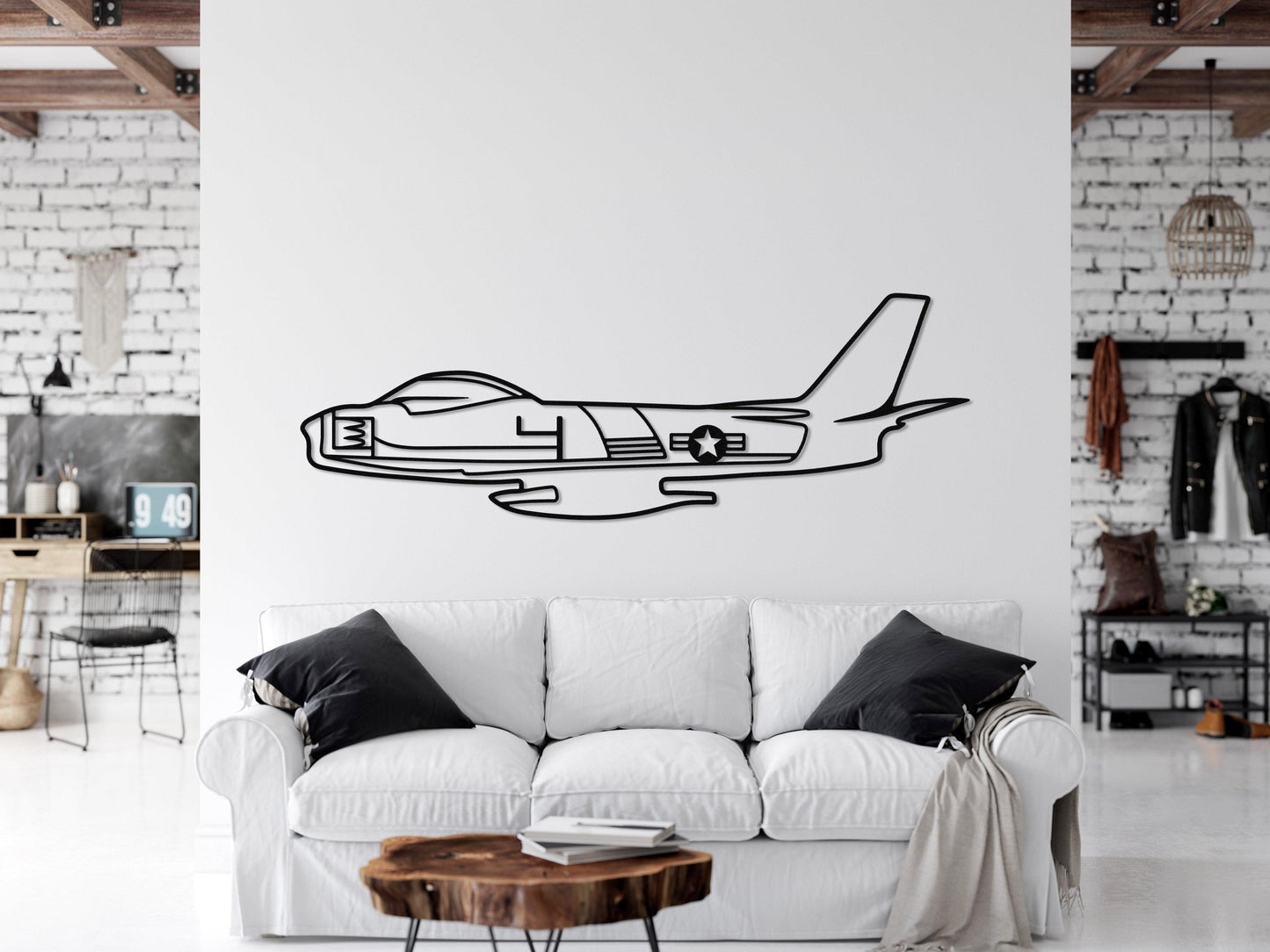 F-86 Sabre Metal Aircraft Silhouette Wall Art - Artifay Decor