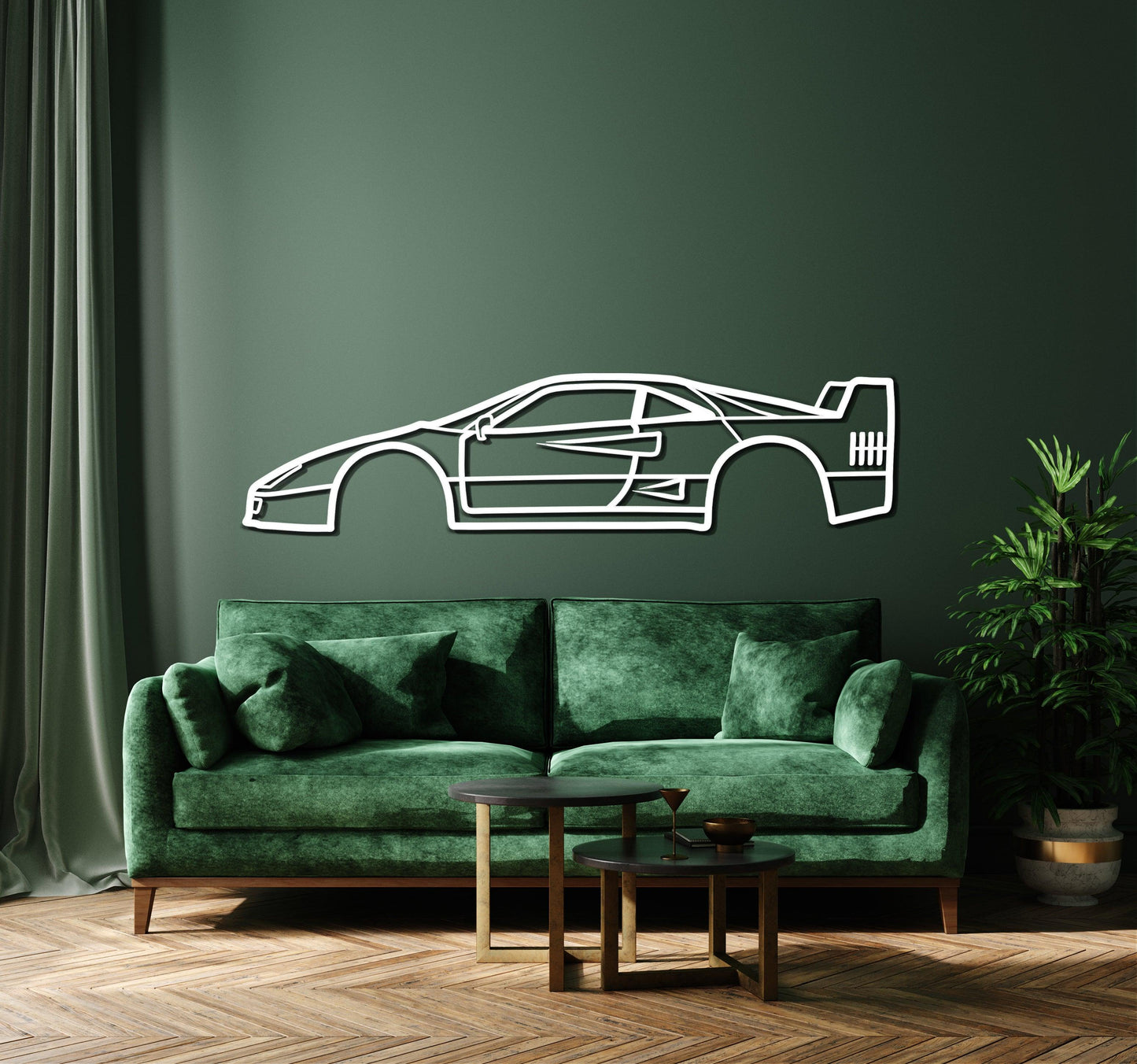 Ferrari F40 Silhouette Metal Car Wall Art - Artifay Decor