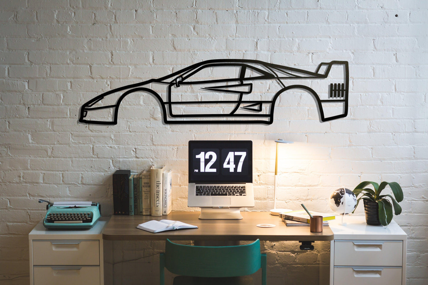 Ferrari F40 Silhouette Metal Car Wall Art - Artifay Decor