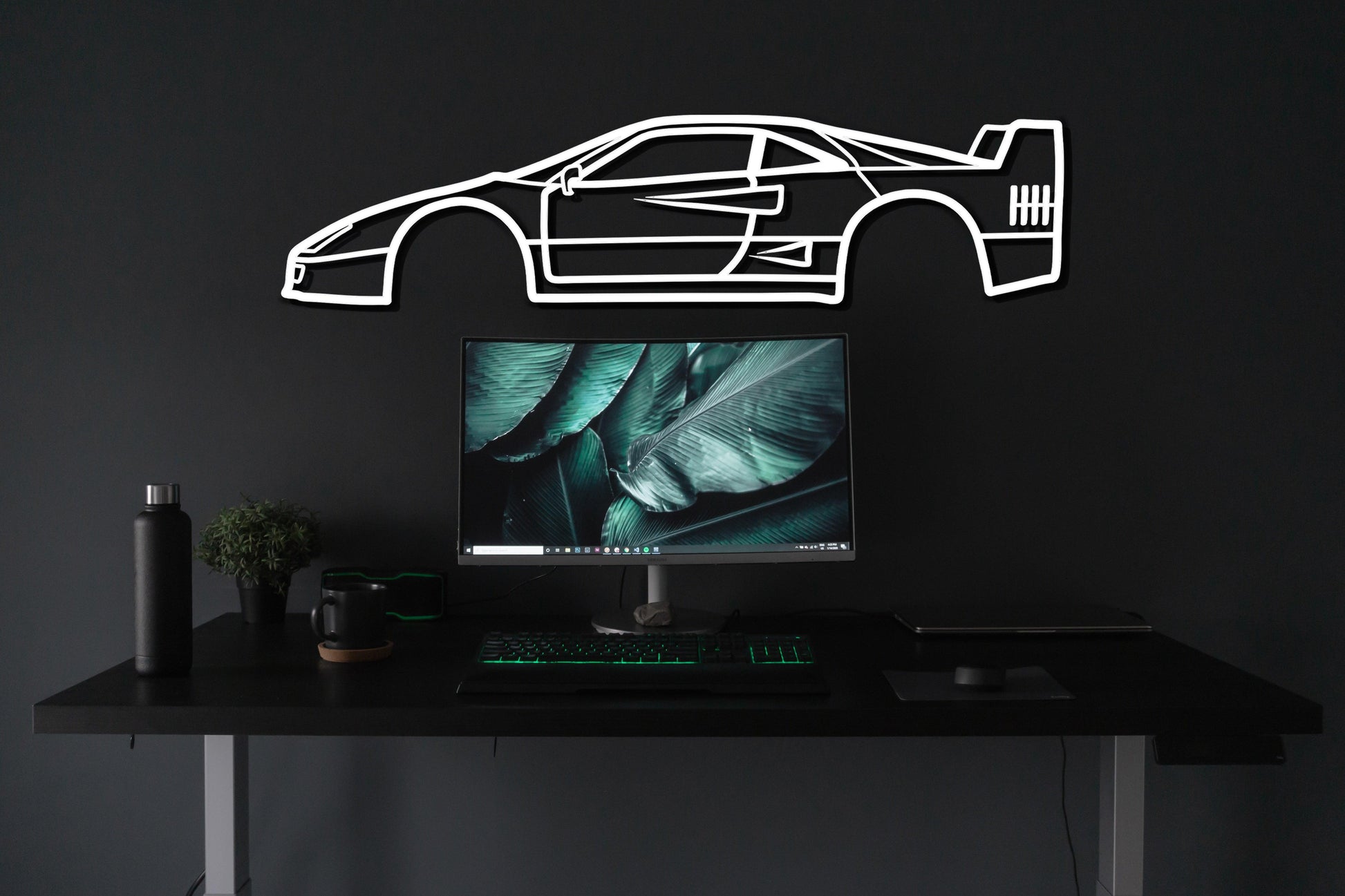 Ferrari F40 Silhouette Metal Car Wall Art - Artifay Decor